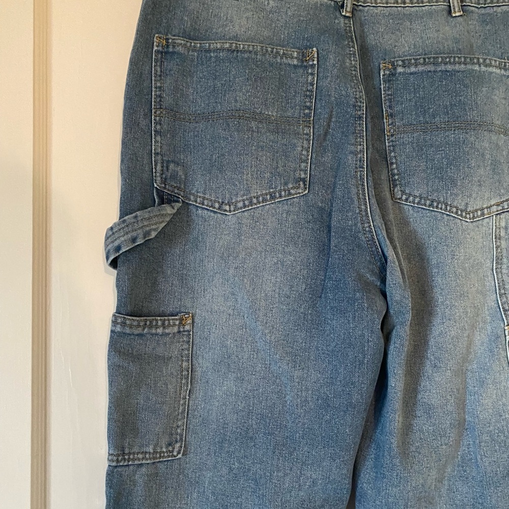 ❌SOLD❌Fashion Nova Carpenter Baggy Utility Cargo Pants Skater Jeans denim size 9 - Picture 8 of 12